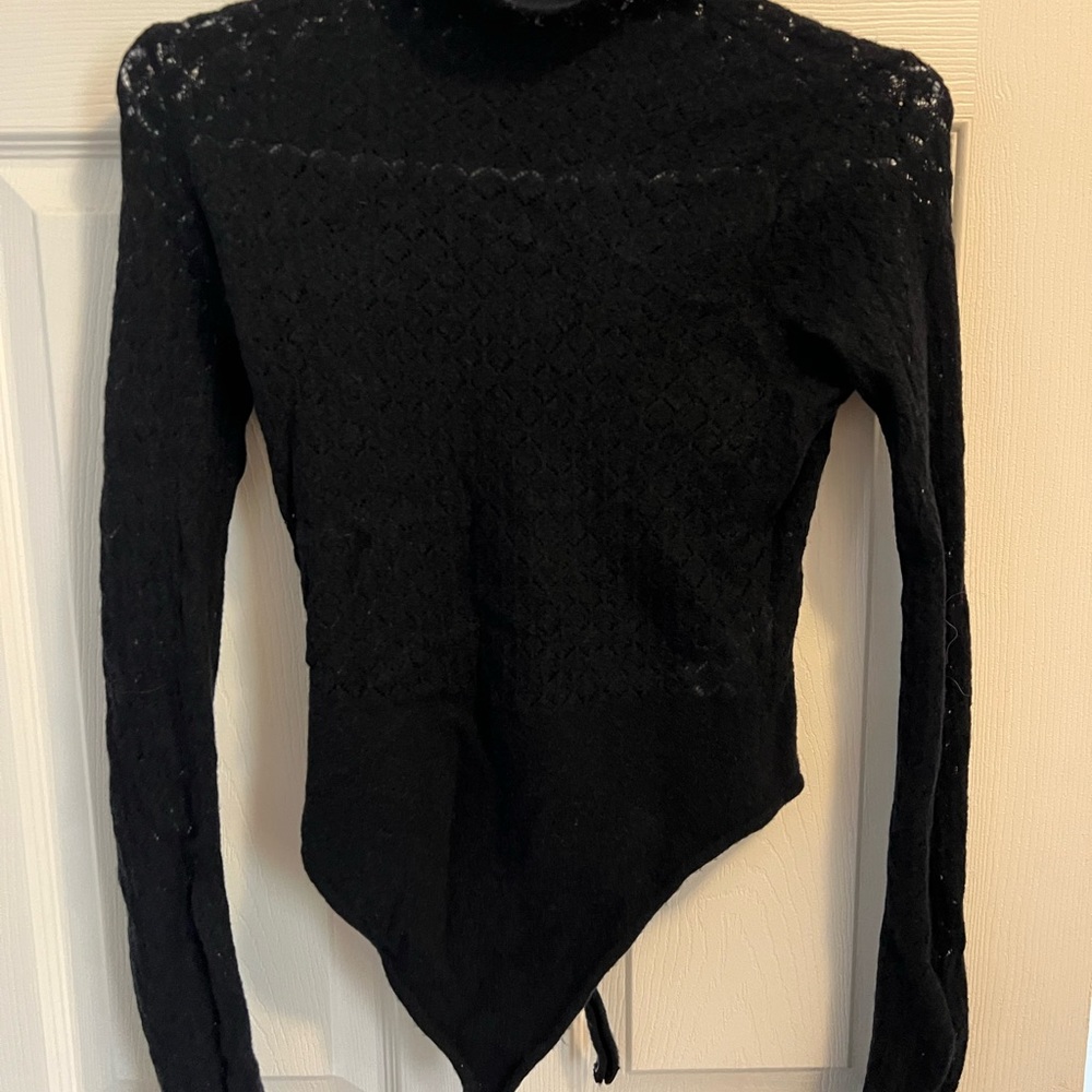 Abercrombie & Fitch Black Merino Wool Blend Long Sleeve Bodysuit